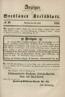 Anzeiger zum Breslauer Kreisblatt. 1858, № 28 (10 Juli)