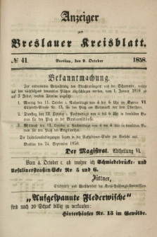 Anzeiger zum Breslauer Kreisblatt. 1858, № 41 (9 October)