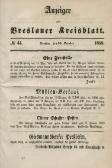 Anzeiger zum Breslauer Kreisblatt. 1858, № 44 (30 October)