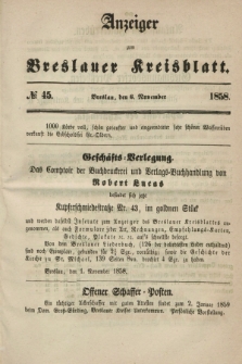 Anzeiger zum Breslauer Kreisblatt. 1858, № 45 (6 November)