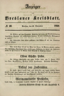 Anzeiger zum Breslauer Kreisblatt. 1858, № 46 (13 November)