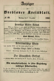 Anzeiger zum Breslauer Kreisblatt. 1858, № 49 (4 Dezember)