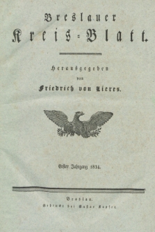 Breslauer Kreis-Blatt. Jg.1, № 1 (4 Januar 1834)