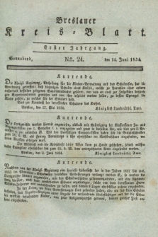 Breslauer Kreis-Blatt. Jg.1, № 24 (14 Juni 1834)