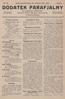 Dodatek Parafjalny do tygodnika „Niedziela” Parafji Matki Boskiej Anielskiej w Dąbrowie-Górniczej. 1935, nr 72