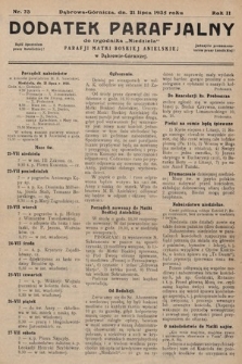 Dodatek Parafjalny do tygodnika „Niedziela” Parafji Matki Boskiej Anielskiej w Dąbrowie-Górniczej. 1935, nr 73