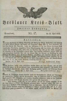 Breslauer Kreis-Blatt. Jg.2, № 17 (25 April 1835)