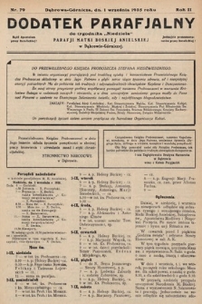 Dodatek Parafjalny do tygodnika „Niedziela” Parafji Matki Boskiej Anielskiej w Dąbrowie-Górniczej. 1935, nr 79