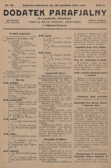 Dodatek Parafjalny do tygodnika „Niedziela” Parafji Matki Boskiej Anielskiej w Dąbrowie-Górniczej. 1935, nr 82