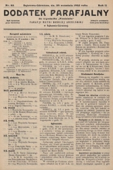 Dodatek Parafjalny do tygodnika „Niedziela” Parafji Matki Boskiej Anielskiej w Dąbrowie-Górniczej. 1935, nr 83