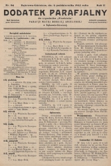 Dodatek Parafjalny do tygodnika „Niedziela” Parafji Matki Boskiej Anielskiej w Dąbrowie-Górniczej. 1935, nr 84
