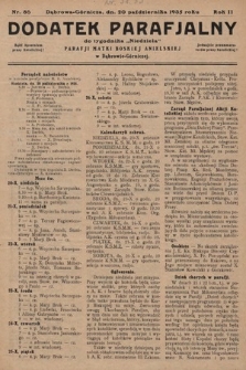 Dodatek Parafjalny do tygodnika „Niedziela” Parafji Matki Boskiej Anielskiej w Dąbrowie-Górniczej. 1935, nr 86