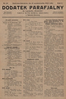 Dodatek Parafjalny do tygodnika „Niedziela” Parafji Matki Boskiej Anielskiej w Dąbrowie-Górniczej. 1935, nr 87