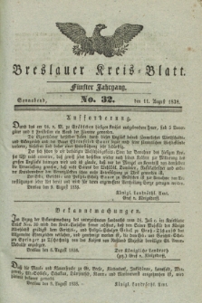 Breslauer Kreis-Blatt. Jg.5, No. 32 (11 August 1838)