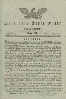Breslauer Kreis-Blatt. Jg.5, No. 34 (25 August 1838)