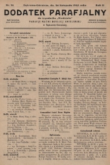 Dodatek Parafjalny do tygodnika „Niedziela” Parafji Matki Boskiej Anielskiej w Dąbrowie-Górniczej. 1935, nr 91