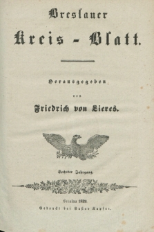 Breslauer Kreis-Blatt. Jg.6, No. 1 (5 Januar 1839)
