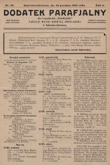 Dodatek Parafjalny do tygodnika „Niedziela” Parafji Matki Boskiej Anielskiej w Dąbrowie-Górniczej. 1935, nr 95