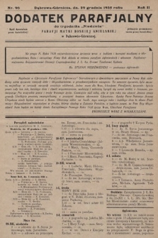 Dodatek Parafjalny do tygodnika „Niedziela” Parafji Matki Boskiej Anielskiej w Dąbrowie-Górniczej. 1935, nr 96