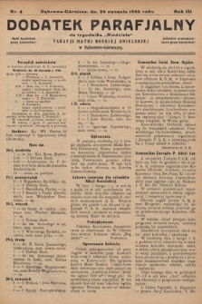 Dodatek Parafjalny do tygodnika „Niedziela” Parafji Matki Boskiej Anielskiej w Dąbrowie-Górniczej. 1936, nr 4