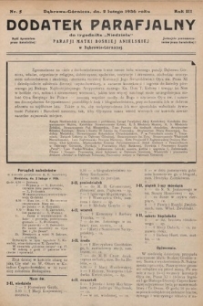 Dodatek Parafjalny do tygodnika „Niedziela” Parafji Matki Boskiej Anielskiej w Dąbrowie-Górniczej. 1936, nr 5
