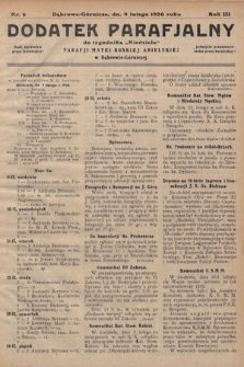 Dodatek Parafjalny do tygodnika „Niedziela” Parafji Matki Boskiej Anielskiej w Dąbrowie-Górniczej. 1936, nr 6