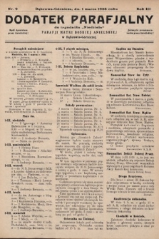 Dodatek Parafjalny do tygodnika „Niedziela” Parafji Matki Boskiej Anielskiej w Dąbrowie-Górniczej. 1936, nr 9