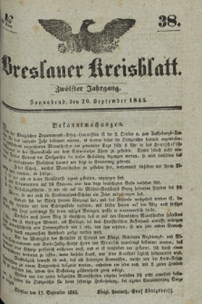 Breslauer Kreisblatt. Jg.12, № 38 (20 September 1845) + dod.