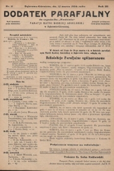 Dodatek Parafjalny do tygodnika „Niedziela” Parafji Matki Boskiej Anielskiej w Dąbrowie-Górniczej. 1936, nr 11