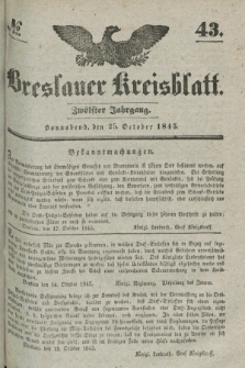 Breslauer Kreisblatt. Jg.12, № 43 (25 October 1845)