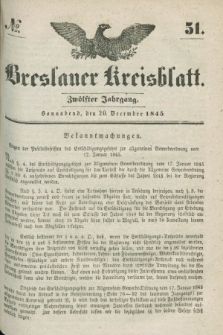 Breslauer Kreisblatt. Jg.12, № 51 (20 December 1845)