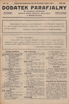 Dodatek Parafjalny do tygodnika „Niedziela” Parafji Matki Boskiej Anielskiej w Dąbrowie-Górniczej. 1936, nr 15