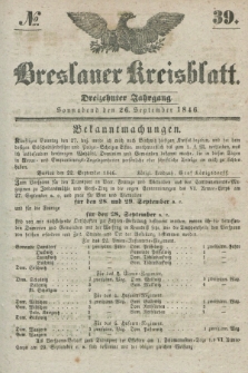 Breslauer Kreisblatt. Jg.13, № 39 (26 September 1846)