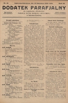 Dodatek Parafjalny do tygodnika „Niedziela” Parafji Matki Boskiej Anielskiej w Dąbrowie-Górniczej. 1936, nr 16