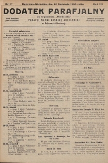 Dodatek Parafjalny do tygodnika „Niedziela” Parafji Matki Boskiej Anielskiej w Dąbrowie-Górniczej. 1936, nr 17