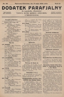 Dodatek Parafjalny do tygodnika „Niedziela” Parafji Matki Boskiej Anielskiej w Dąbrowie-Górniczej. 1936, nr 20
