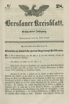 Breslauer Kreisblatt. Jg.16, № 28 (14 Juli 1849)