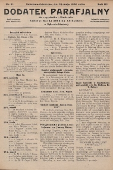 Dodatek Parafjalny do tygodnika „Niedziela” Parafji Matki Boskiej Anielskiej w Dąbrowie-Górniczej. 1936, nr 21