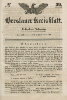Breslauer Kreisblatt. Jg.16, № 39 (29 September 1849)