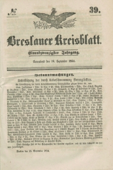 Breslauer Kreisblatt. Jg.21, № 39 (16 September 1854) + dod.