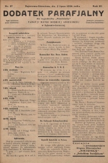 Dodatek Parafjalny do tygodnika „Niedziela” Parafji Matki Boskiej Anielskiej w Dąbrowie-Górniczej. 1936, nr 27