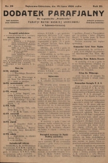 Dodatek Parafjalny do tygodnika „Niedziela” Parafji Matki Boskiej Anielskiej w Dąbrowie-Górniczej. 1936, nr 29