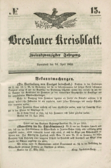 Breslauer Kreisblatt. Jg.22, № 15 (14 April 1855)