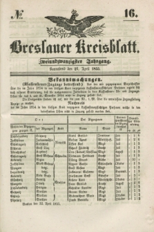 Breslauer Kreisblatt. Jg.22, № 16 (21 April 1855)