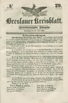 Breslauer Kreisblatt. Jg.22, № 29 (21 Juli 1855) + dod.