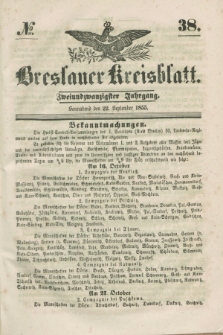 Breslauer Kreisblatt. Jg.22, № 38 (22 September 1855) + dod.