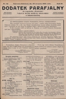 Dodatek Parafjalny do tygodnika „Niedziela” Parafji Matki Boskiej Anielskiej w Dąbrowie-Górniczej. 1936, nr 35