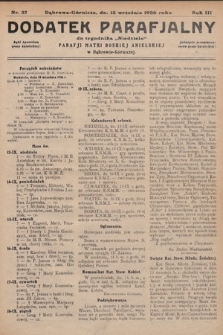 Dodatek Parafjalny do tygodnika „Niedziela” Parafji Matki Boskiej Anielskiej w Dąbrowie-Górniczej. 1936, nr 37