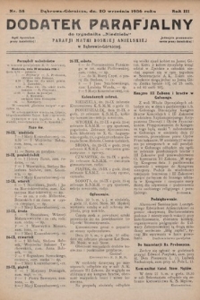 Dodatek Parafjalny do tygodnika „Niedziela” Parafji Matki Boskiej Anielskiej w Dąbrowie-Górniczej. 1936, nr 38