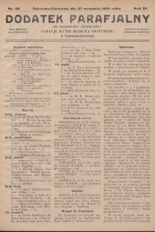 Dodatek Parafjalny do tygodnika „Niedziela” Parafji Matki Boskiej Anielskiej w Dąbrowie-Górniczej. 1936, nr 39